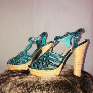 Snakeskin summer chunky heel